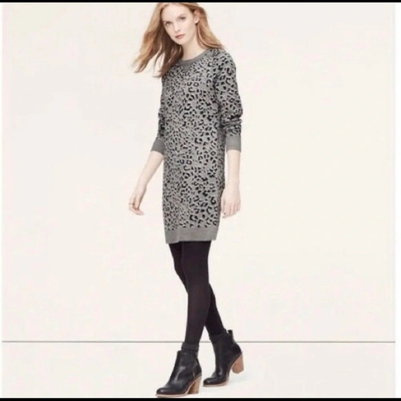 Ann Taylor LOFT Leopard Dress Animal Print Dress Gray dress size XS - Picture 1 of 5